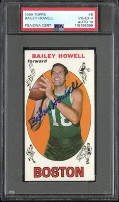1969 Topps 5 Bailey Howell Signed PSA 3 Card Auto Grade Gem 10 Celtics Set Break - Image 1 of 4