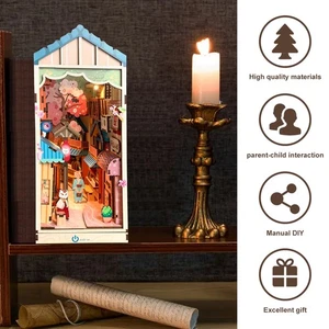 DIY Book Nook Kit 3D Wooden Puzzle Bookshelf Insert Decor with LED Light stKQt - Picture 1 of 11