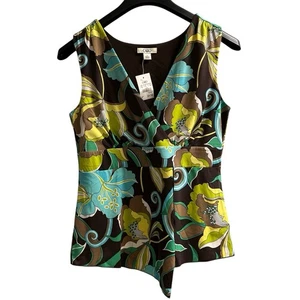 Y2K Cato Top Womens S Floral Babydoll Asymmetrical Tank 70s Festival Groovy - Picture 1 of 9