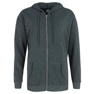Weekending Women's Solid Fleece Boyfriend Full Zip Hoodie - Picture 1 of 10