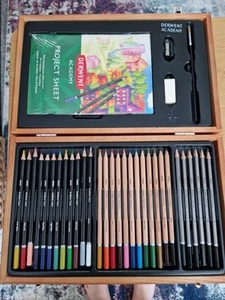 Complete Derwent Academy Colour, Watercolor & Sketching Pencils in Wooden Case - Picture 1 of 4