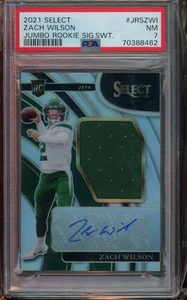 2021 Panini Select #JRS-ZWI Zach Wilson Jumbo RC Auto Swatches Prizm PSA 7 /99 - Picture 1 of 2