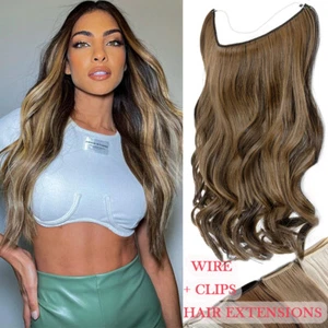 Mega Thick Wavy Clip In Hair  Wire Extensions As Human Natural Highlight Ombre - Picture 1 of 123