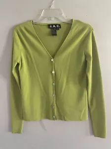 J.A.C Women’s Lime Green Knit Long Sleeves Jacket Size Small - Picture 1 of 5