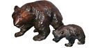 Vintage Japanese Hokkaido Hand Carved Wooden Bear & Cub