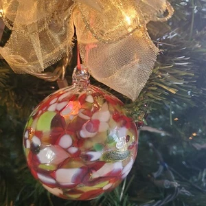 Decorazione natalizia vetro artistico soffiato 4" fatta a mano artigiana vintage firmata e datata 2022 - Foto 1 di 8