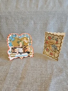 Vtge Valentine Cards Lot of 2 20s Whitney Made Worchester Mass Embossed Birds - Picture 1 of 10
