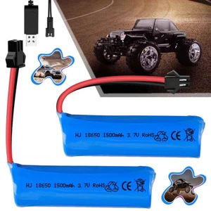 2stk Li-ion Akku 3,7V 1500mAh für RC Auto Roboter Boot Spielzeug mit Ladegerät - Bild 1 von 12