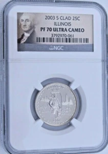 2003 S Clad Proof Illinois State Quarter - NGC PF 70 Ultra Cameo Guide $35 - Picture 1 of 2