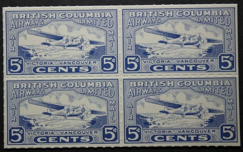 Canada #CL44 Block Of 4, VFNH OG, B.C. Airways Ltd. 1928 Issue Cover