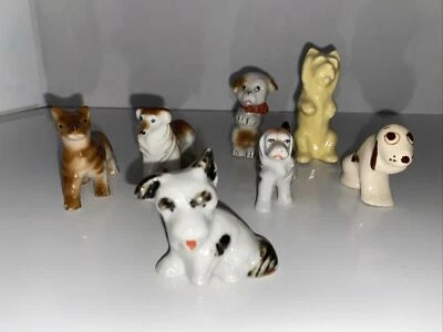 LOTE DE 7 FIGURAS DE PERRO DE CERÁMICA VINTAGE Japón Porcelana Brillante Años 50’s Foto 1 de 4