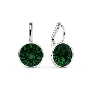 Bella Earrings With 4 Carat Emerald Crystals Silver Plated - Picture 1 of 2