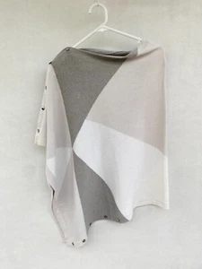 🔹 Cable Melbourne Cashmere Cotton Button Poncho Jumper Cardigan Cape One Size - Foto 1 di 10