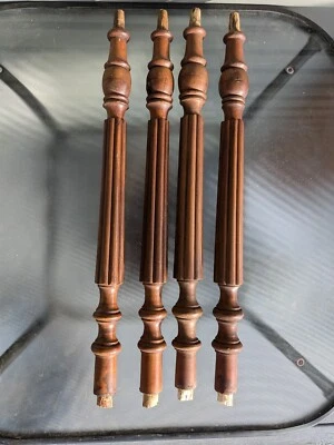 4 Great Early Antique Hand Turned Walnut Table Legs 24 1/2" Long - Image 1 of 4