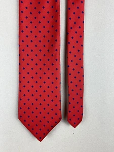 Brooks Brothers Makers Pure Silk Tie 58" Long x 3.5" Wide Red Navy Diamonds - Picture 1 of 10