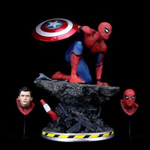 Marvel Spider-Man Captain America's Shield Resin GK Statue Figure Model XmasGift