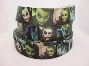 Joker on 1" Grosgrain Ribbon ~YOUR CHOICE: 5 or 10 Yards (Batman Movie Villain) - Picture 1 of 3