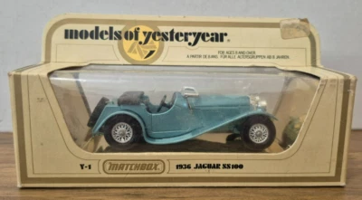 Y 1 1936 Jaguar SS100 hellblau Models of Yesteryear Matchbox in I Box - Bild 1 von 2