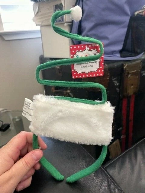 Christmas Adult Flexible Zig Zag Felt Santa Hat Headband Green New!!! - Image 1 of 1