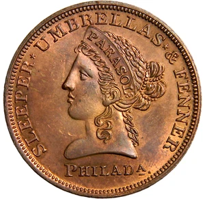 Philadelphia PA, Sleeper & Fenner paraguas token (03054) - Imagen 1 de 2
