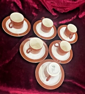 Set of 6 Pagnossin VTG Italian Brown Espresso Demitasse Cups & Saucers DS43 - Picture 1 of 4