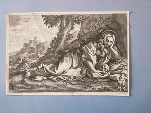 Santa Maria Maddalena Caravaggio Vercruys Theodor acquaforte 1700 stampa antica - Picture 1 of 8