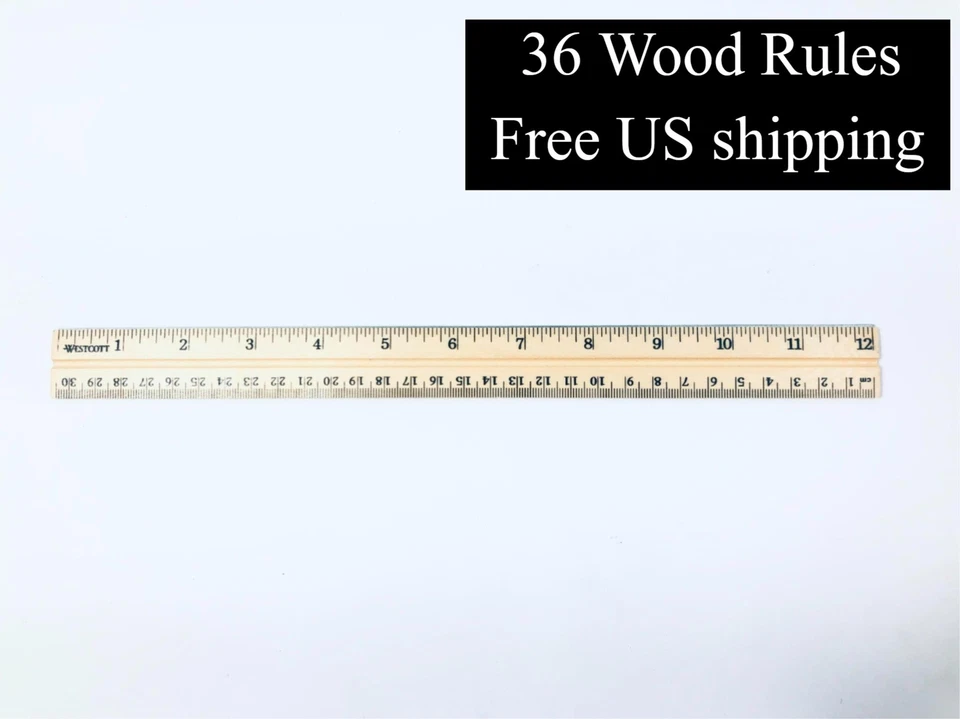 School Wood Ruler 12 Inch Crafts and Education 36-Pack - Image 1 of 4
