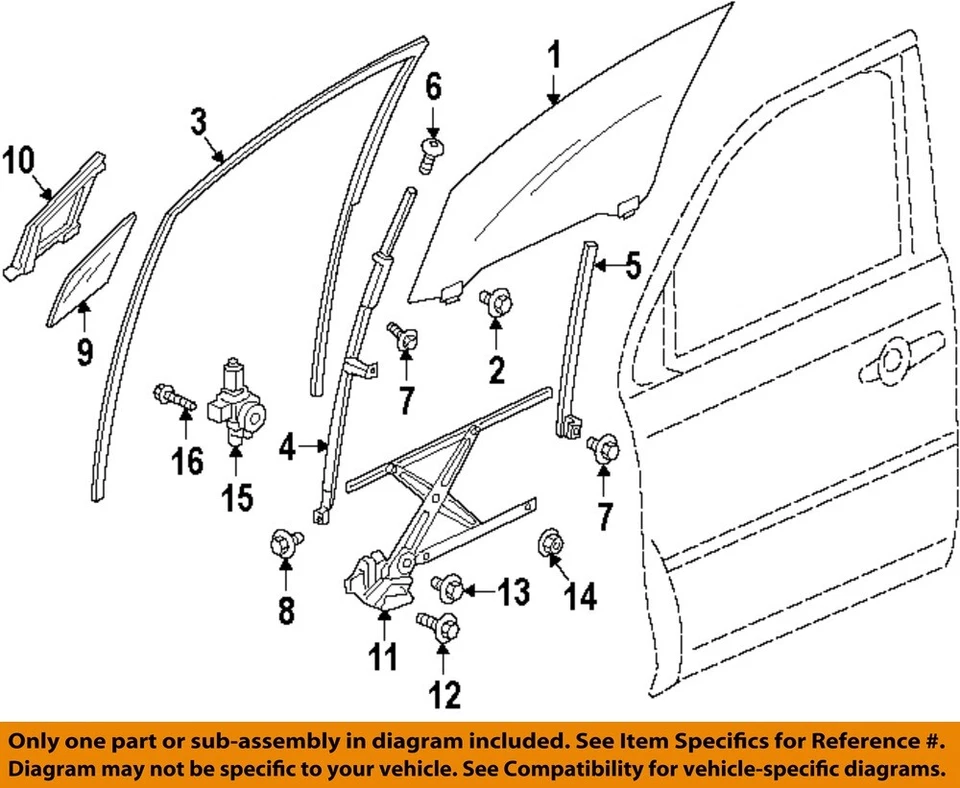 HONDA OEM 16-25 Passport puerta delantera vidrio herrajes-regulador de ventana 72251TG7A01 Foto 1 de 1