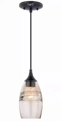 Mini lámpara de techo colgante de bronce frotado con aceite Vaxcel Milano ámbar vidrio antiniebla nueva Foto 1 de 4