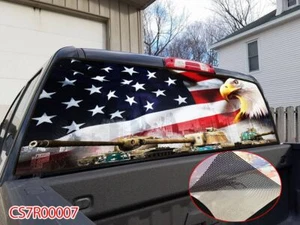 American Flag Eagle Pick Up Truck SUV Rear Back Window Graphics Decal Wrap Tint - Picture 1 of 7