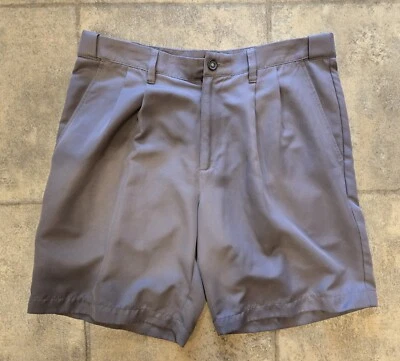 Men's Croft & Barrow Pleated Front Brown Polyester Short - Size 34 - Image 1 of 4