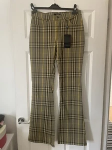 Ladies Burberry check Jeans Khaki New - Picture 1 of 13