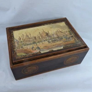 1821 UPTON BRIGHTON PAVILION TUNBRIDGE WARE GEORGIAN BOX - MAHOMED'S BATHS - Foto 1 di 11
