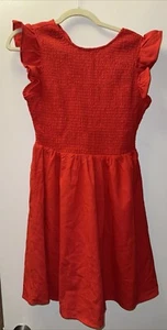 English Factory Smocked Ruffle Sleeve Mini Dress Red Size Small - Picture 1 of 6