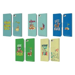 OFFICIAL THE FLINTSTONES GRAPHICS LEATHER BOOK CASE FOR APPLE iPOD TOUCH MP3 - Picture 1 of 11