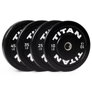 Titan Fitness 230 LB Set Economy Series Black Olympic Bumper Plates - Picture 1 of 9