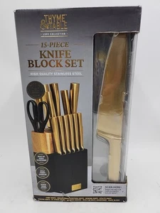 NUOVO set blocco coltelli timo e tavola 15 pezzi con affilacoltelli - Foto 1 di 8