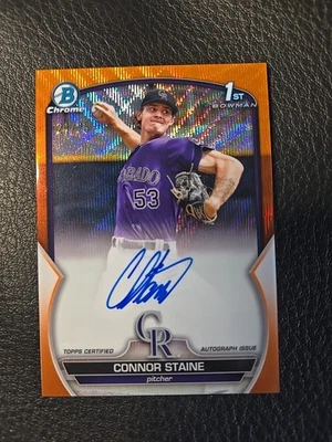 2023 Connor Staine Auto /25 Bowman #CPA-CSE 1st Bowman Chrome Orange Refractor  - Image 1 of 3