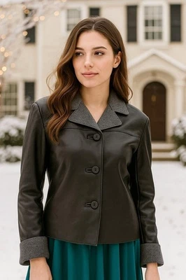 Chaqueta de Moto Valerie Stevens M Nueva Zelanda Cuero de Cordero Suave Abrigo Vintage Foto 1 de 4