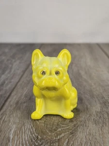 Dandelion Yellow Glass French Bulldog Figurine Paperweight - Glows! - Picture 1 of 7