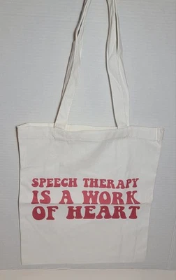 Bolso de Mano de Lona Estampado Doble Cara La Terapia del Habla Es Una Obra del Corazón (16x13") Foto 1 de 4