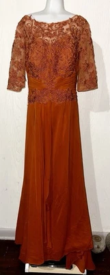 Handmade Burnt Orange Mother of The Bride Dress Size 18W - Image 1 of 4