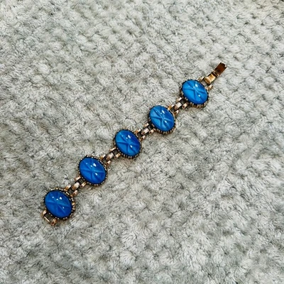 Pulsera orbe vintage azul real antigua plata cristal estrella zafiro color Foto 1 de 3