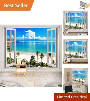 Ocean Beach Tapestry Hawaii Sea Nature Wall Hanging Bedroom Dorm Decor 60x40 - Image 1 of 4