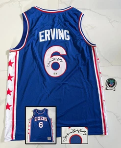 Maglia firmata Dr. J Julius Erving Philadelphia 76ers Beckett BAS COA - Foto 1 di 1