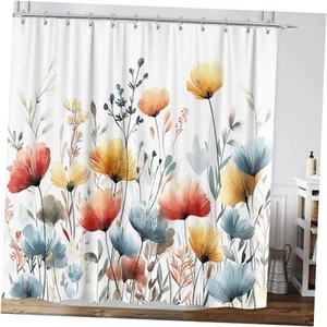 Rustic Boho Shower Curtain Farmhouse Floral, 72"W x 72"L (Pack of 1) Tan - Picture 1 of 8