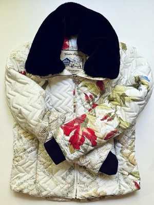 Obermeyer Winter Elegance 1947 Ski Jacket - W's Floral Quilted Removable Fur sz2 - Image 1 of 4