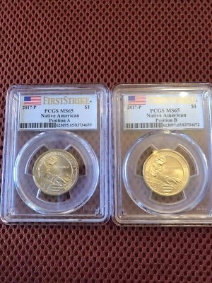 2017 Native American Dollar Set, Position A & B, Graded By PCGS - Image 1 of 4