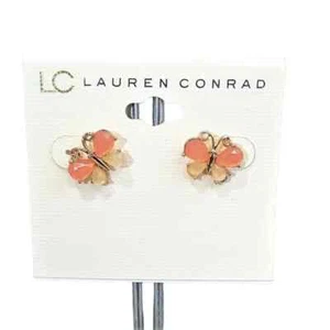 LC Lauren Conrad Women's Gold Plated Butterfly Stud Earrings NWT - Picture 1 of 3