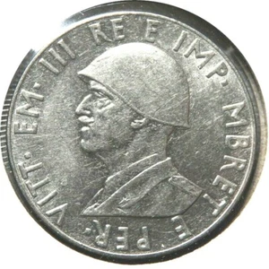 elf Albania Italian Occupation 2 Lek 1939 Yr XVIII World War II Non-magnetic - Picture 1 of 2